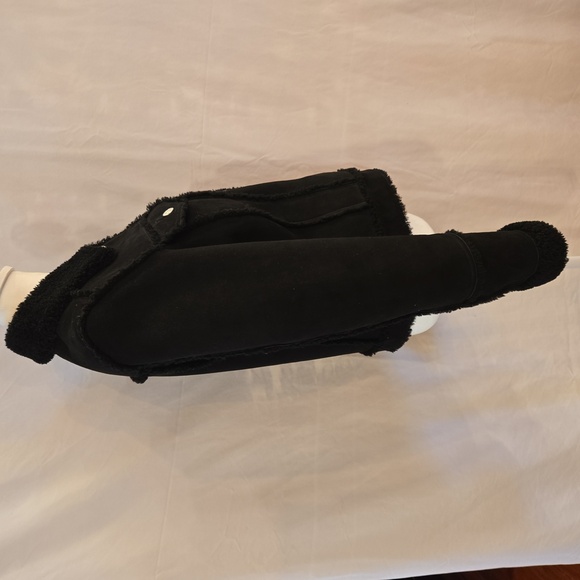 All Saints Kingsley Sherling Trucker Biker Jacket Black Size Small - Picture 4 of 15